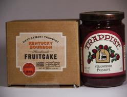 10 oz Fruitcake and Trappist Strawberry Preserves 12 oz jar