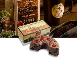 20 oz Kentucky Bourbon Fruitcake and  12 oz Monks Choice organic coffee
